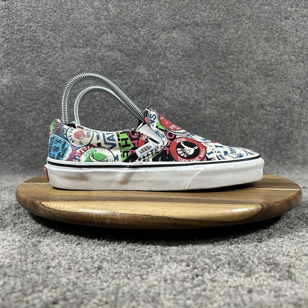 Vans Classic Slip On Women’s Size 7 Sticker Mash Up Grunge Y2K Skate Shoes Used